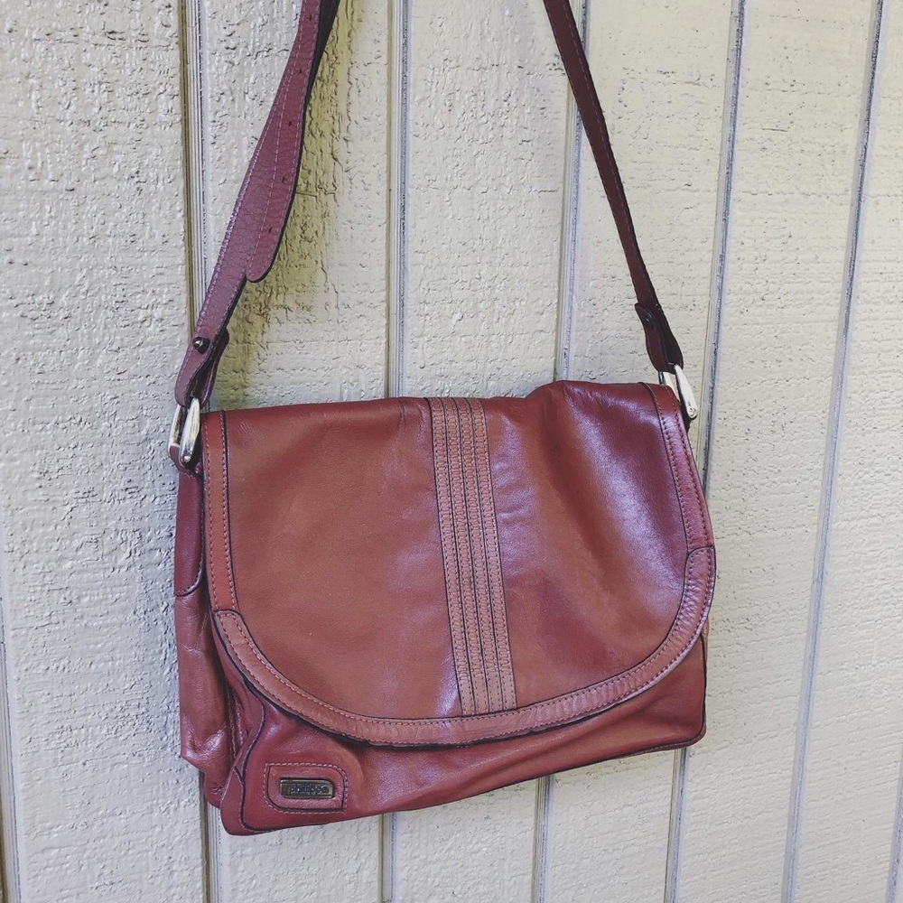 SALE 1970s red brown leather Philippe Purse